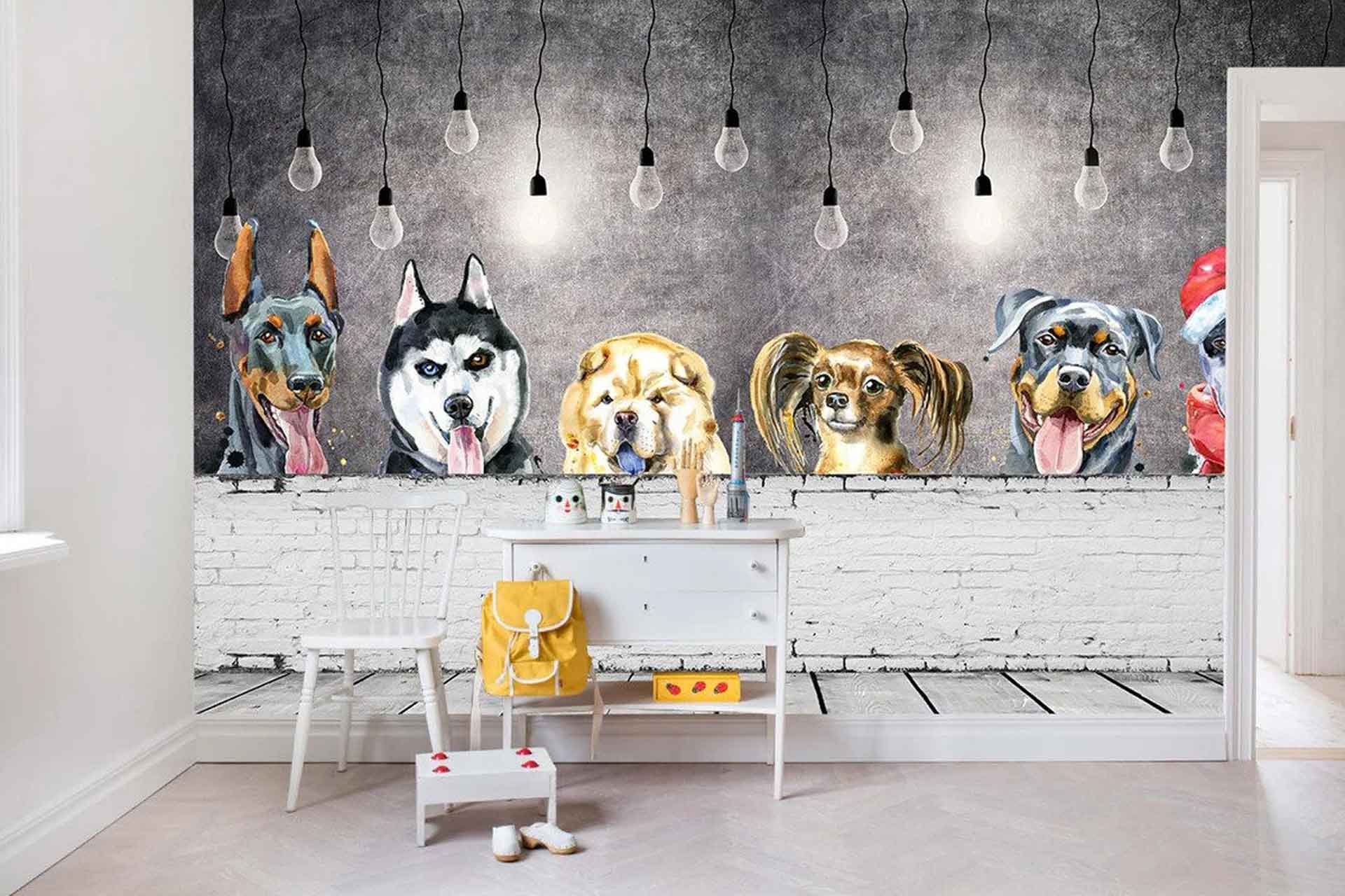 Pet shop decorated dogs wallpaper